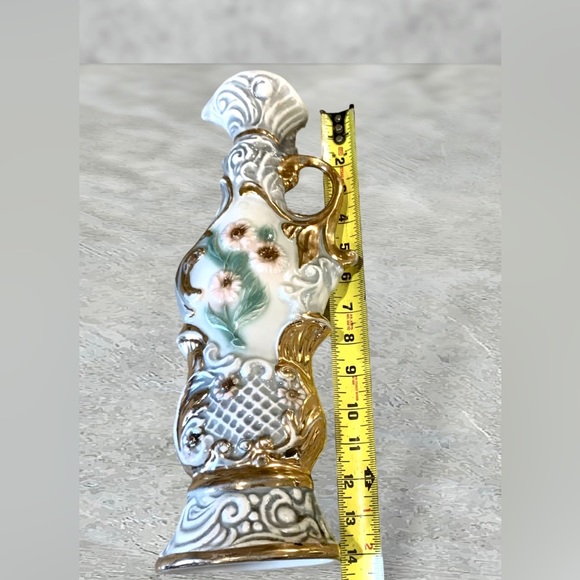 Vintage Jim Beam Collectible Decanter Ceramic Floral Gold, Pink, Green & White - Picture 13 of 16